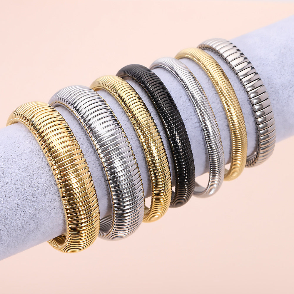 Wholesale Stainless Steel Bracelet Titanium Steel 18k Gold Plated Elastic Couple Bracelet